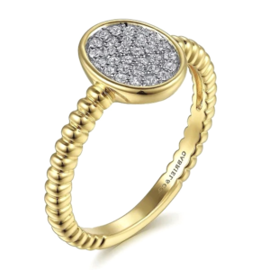 14K Diamond Pave Oval Signet Bujukan Fashion Ring - Dallas TX | Mariloff Diamonds