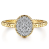 14K Yellow Gold Diamond Pave Oval Signet Bujukan Fashion Ring - Dallas TX