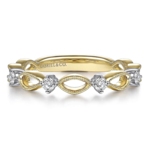 14K Gold Alternating Open-Link and Diamond Stackable Band - Dallas TX