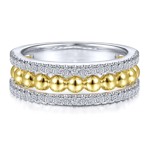 14K Gold Two-Tone Diamond and Bead Fashion Ring - Dallas TX