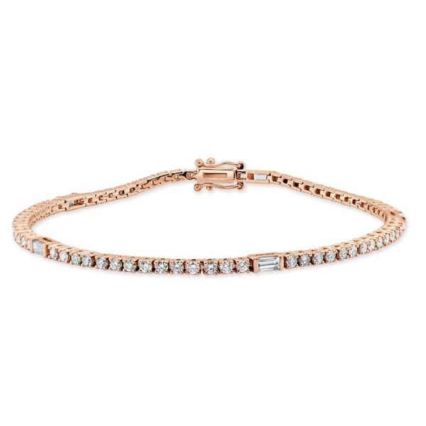 14K Rose Gold Baguette Diamond Station Tennis Bracelet in Dallas TX at Mariloff Diamonds & Fine Jewelry