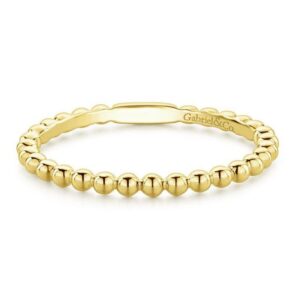 14K Gold Bujukan Beaded High Polished Stackable Band