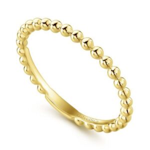 14K Gold Bujukan Beaded High Polished Stackable Band