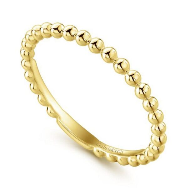 14K Gold Bujukan Beaded High Polished Stackable Band - Dallas Jeweler