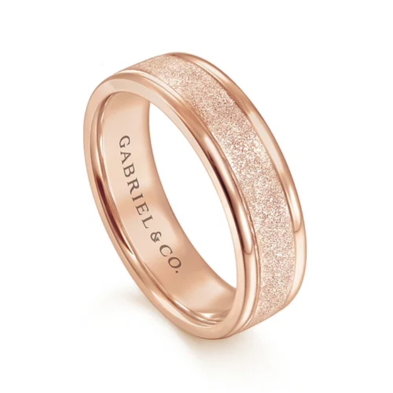 14K Gold 6mm – Sandblasted Finish Men’s Wedding Band Gabriel 23