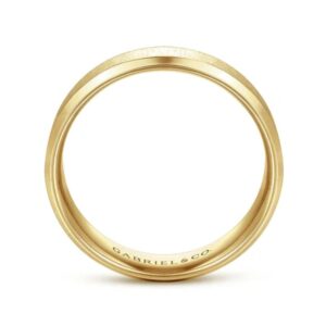 14K Gold 6mm – Vertical Satin Finish Beveled Edge Men’s Wedding Band Gabriel 21