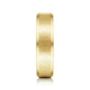 14K Gold 6mm – Vertical Satin Finish Beveled Edge Men’s Wedding Band Gabriel 20
