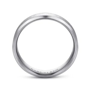 14K Gold 6mm – Vertical Satin Finish Beveled Edge Men’s Wedding Band Gabriel 17