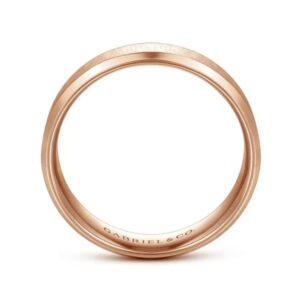 14K Gold 6mm – Vertical Satin Finish Beveled Edge Men’s Wedding Band Gabriel 25