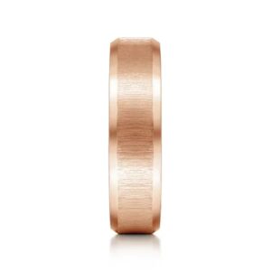 14K Gold 6mm – Vertical Satin Finish Beveled Edge Men’s Wedding Band Gabriel 24