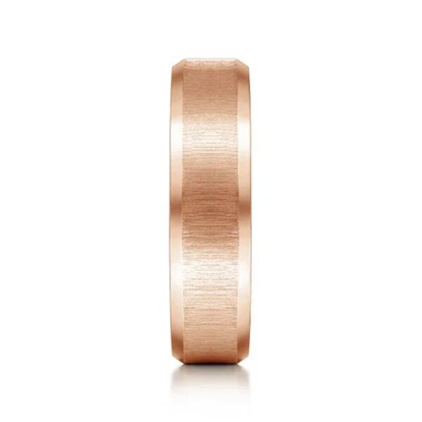 14K Gold 6mm - Vertical Satin Finish Beveled Edge Men's Wedding Band - Image 11