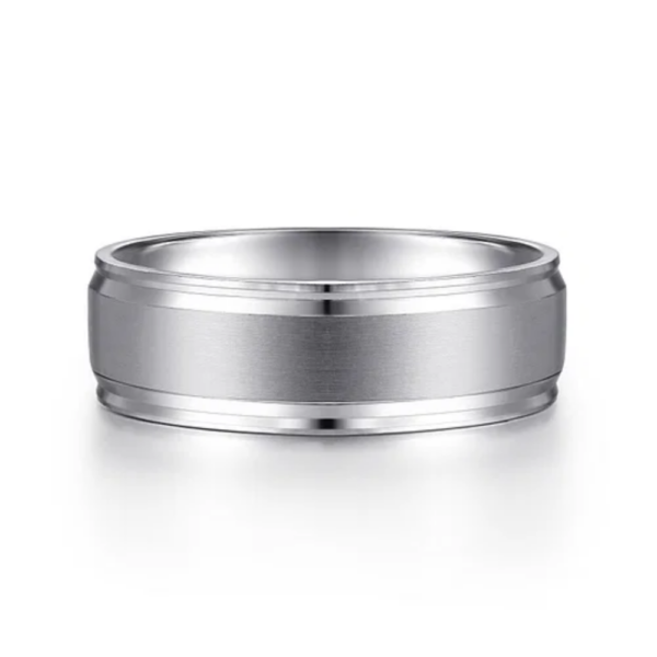 14K Two-Tone Gold 7mm - Satin Finish Men's Wedding Band - Image 9