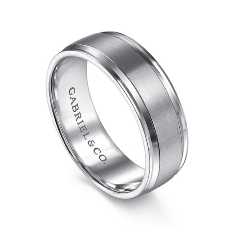 14K Two-Tone Gold 7mm – Satin Finish Men’s Wedding Band Gabriel 23