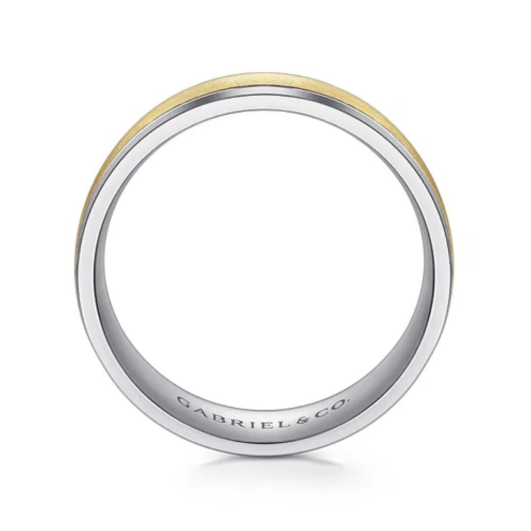 14K Two-Tone Gold 7mm – Satin Finish Men’s Wedding Band Gabriel 16