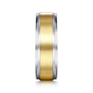 14K Two-Tone Gold 7mm – Satin Finish Men’s Wedding Band Gabriel 17