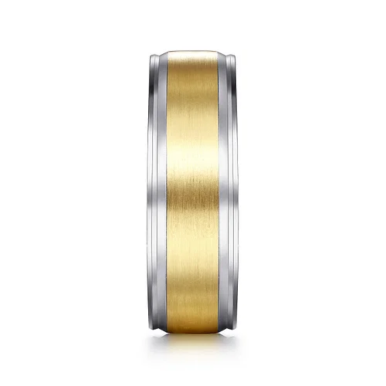 14K Two-Tone Gold 7mm – Satin Finish Men’s Wedding Band Gabriel 17