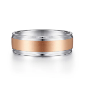 14K Two-Tone Gold 7mm – Satin Finish Men’s Wedding Band Gabriel 18