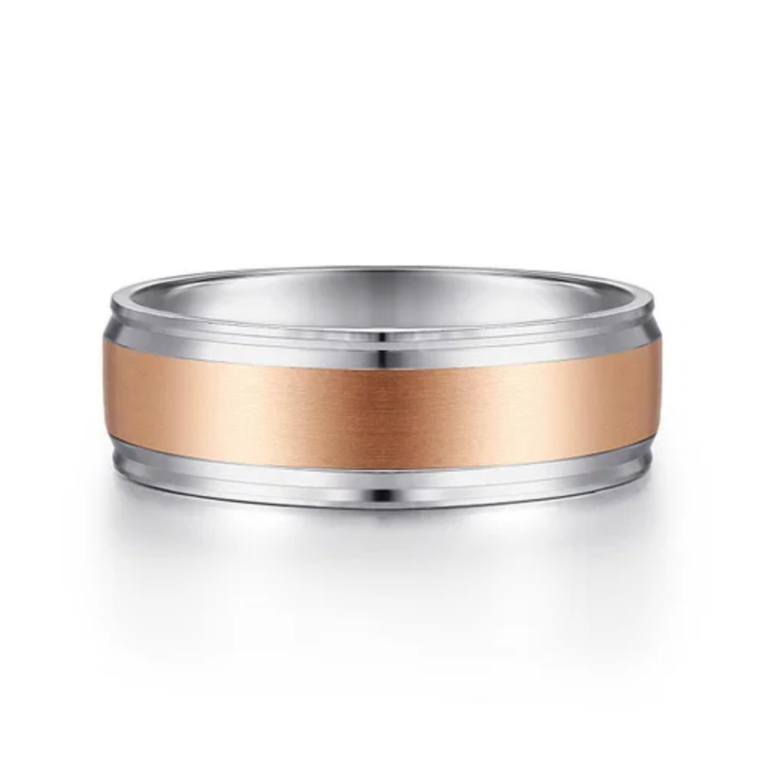 14K Two-Tone Gold 7mm – Satin Finish Men’s Wedding Band Gabriel 18
