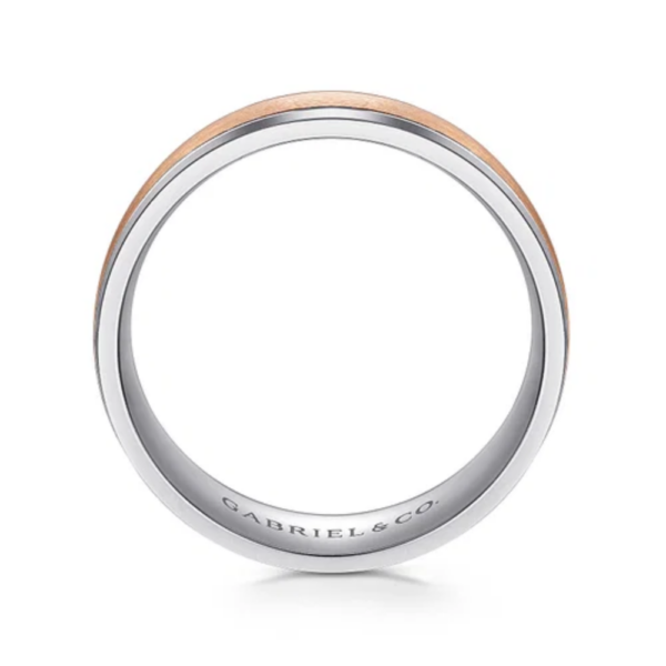 14K Two-Tone Gold 7mm - Satin Finish Men's Wedding Band - Image 7