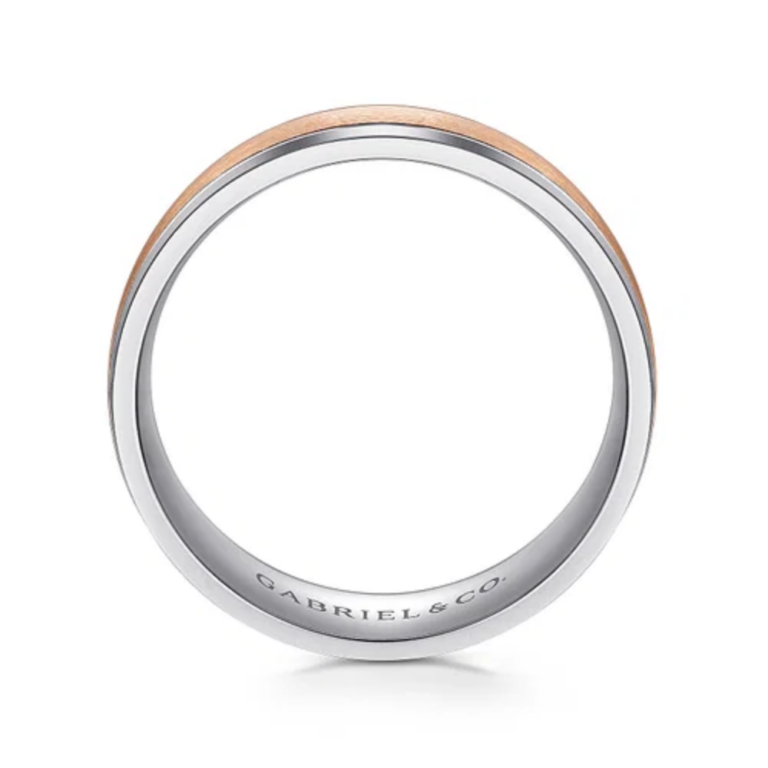 14K Two-Tone Gold 7mm – Satin Finish Men’s Wedding Band Gabriel 20