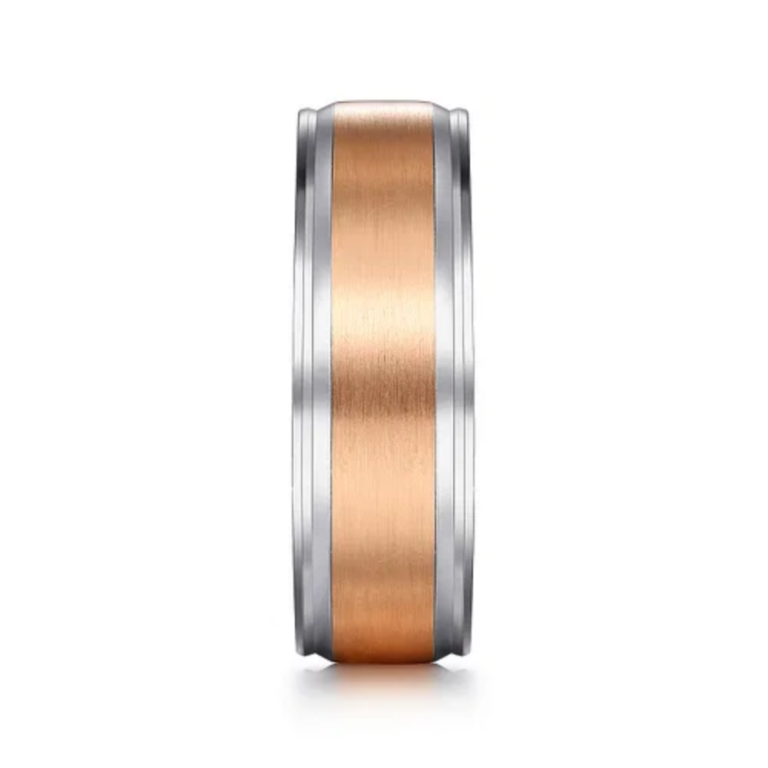 14K Two-Tone Gold 7mm – Satin Finish Men’s Wedding Band Gabriel 21