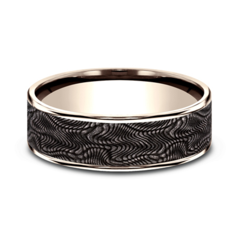 14K Gold and Tantalum 7.5mm – Snakeskin Men’s Wedding Band Ammara Stone 17