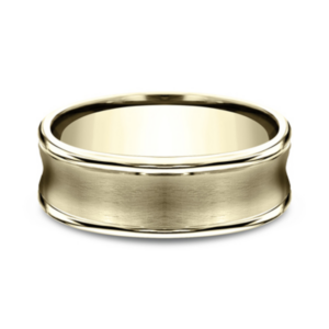 14K Gold 7.5mm - Satin Concave Men's Wedding Band