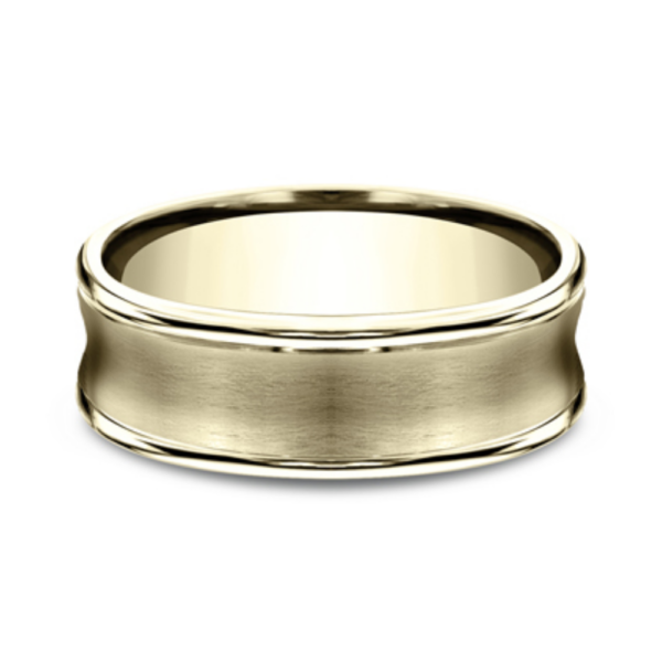 14K Gold 7.5mm - Satin Concave Men's Wedding Band