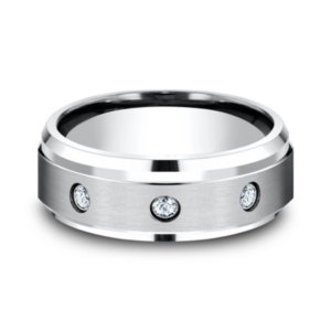 Cobalt 8mm Burnish Set Diamond Men's Wedding Band