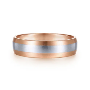 14K Two-Tone Gold 6mm – Satin Finish Men’s Wedding Band Gabriel 18