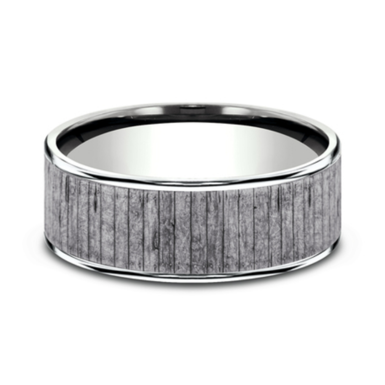 14K Gold and Tantalum 7.5mm – Wood Men’s Wedding Band Ammara Stone 11