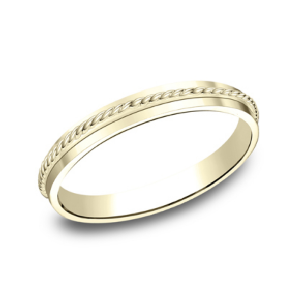 14K Gold 2mm - Rope Detailed Eternity Stackable Band - Image 2