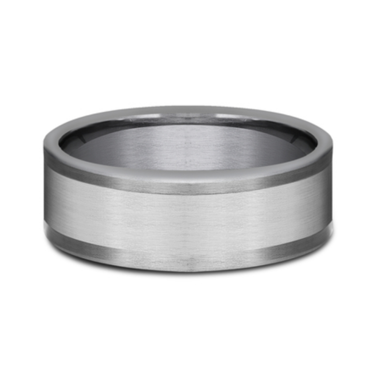 14K Gold and Tantalum 8mm – Satin Men’s Wedding Band Ammara Stone 16