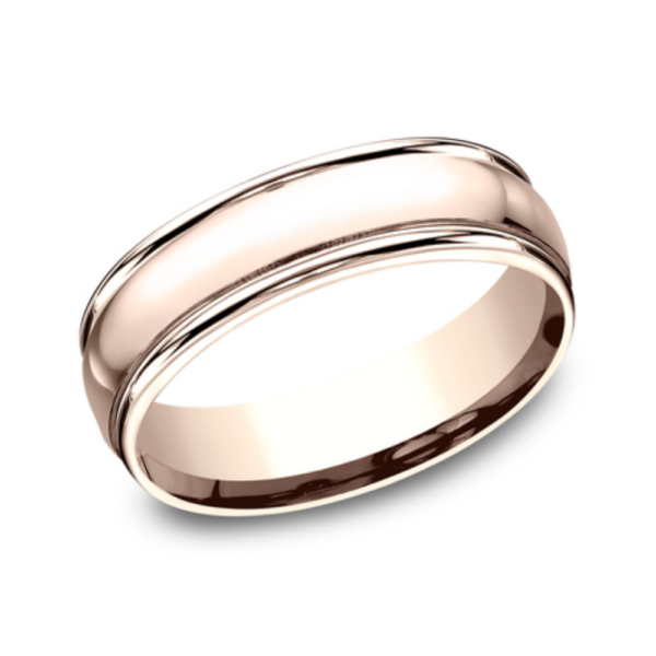 14K Gold 6.5mm - Rounded Polished Men's Wedding Band - Image 8