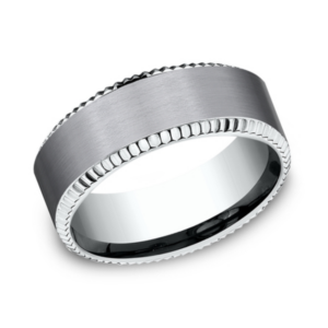 14K Gold and Tantalum 8mm - Coined Men's Wedding Band