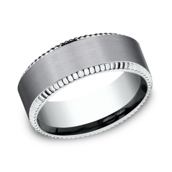 14K Gold and Tantalum 8mm - Coined Men's Wedding Band - Image 2