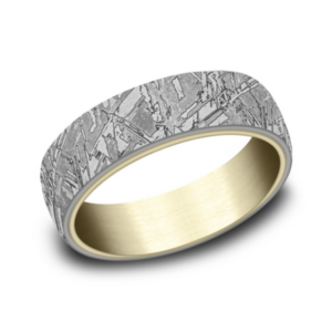 14K Gold and Tantalum 6.5mm - Meteorite Men's Wedding Band