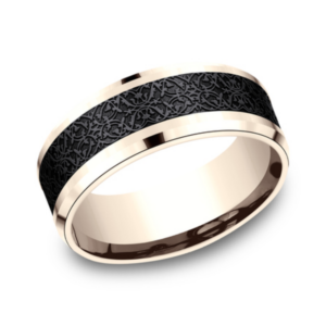 14K Gold and Black Titanium 8mm - Ottoman Men's Wedding Band