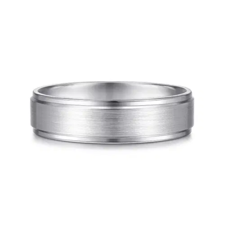 14K Gold 6mm – Brushed Beveled Edge Men’s Wedding Band Gabriel 44