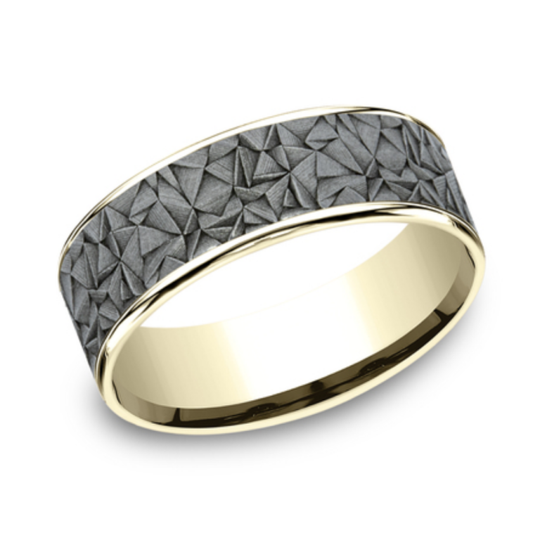 14K Gold and Tantalum 7.5mm – Kaleidoscope Men’s Wedding Band Ammara Stone 29