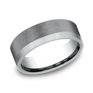14K Gold and Tantalum 7mm - Wire Off-Center Men's Wedding Band