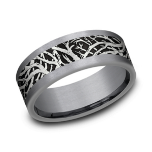 14K Gold and Tantalum 8mm - Forest Men's Wedding Band