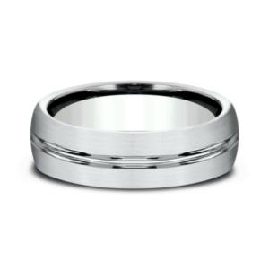 14K Gold 6.5mm - Satin Center Cut Men's Wedding Band