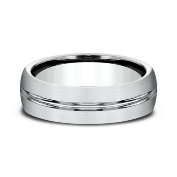 14K Gold 6.5mm - Satin Center Cut Men's Wedding Band