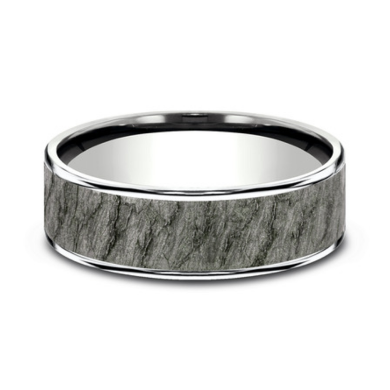 14K Gold and Tantalum 7.5mm – Rock Men’s Wedding Band Ammara Stone 17