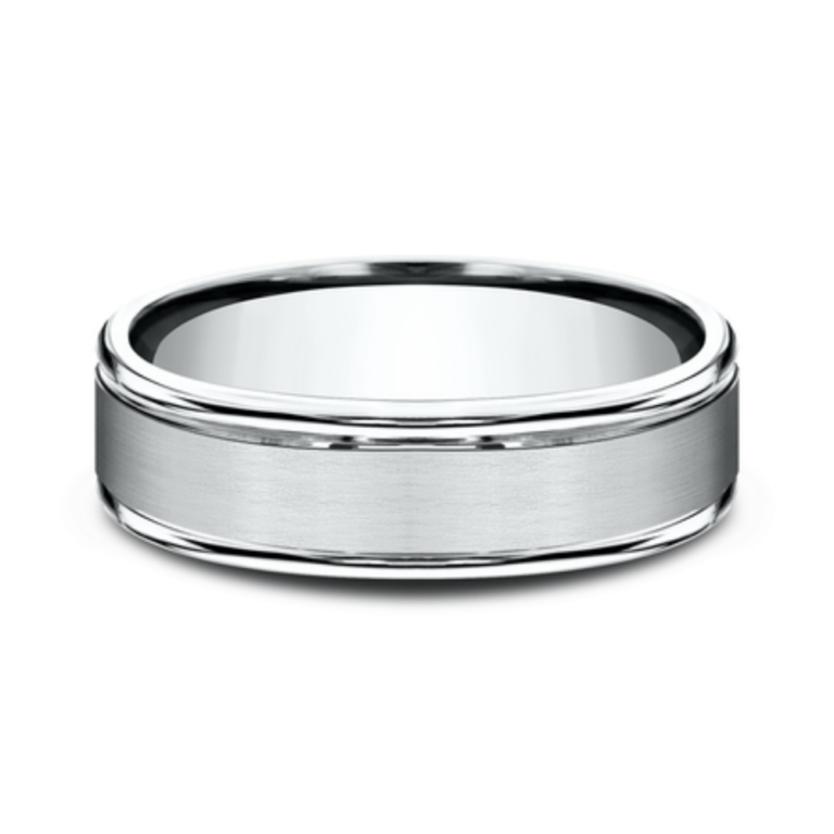 14K Gold 6mm – Rounded Satin Finish Men’s Wedding Band Benchmark 21