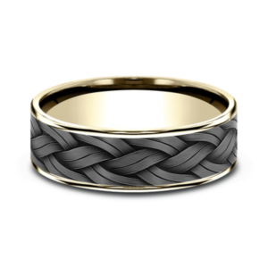 14K Gold and Tantalum 7.5mm - Rope Weave Men's Wedding Band