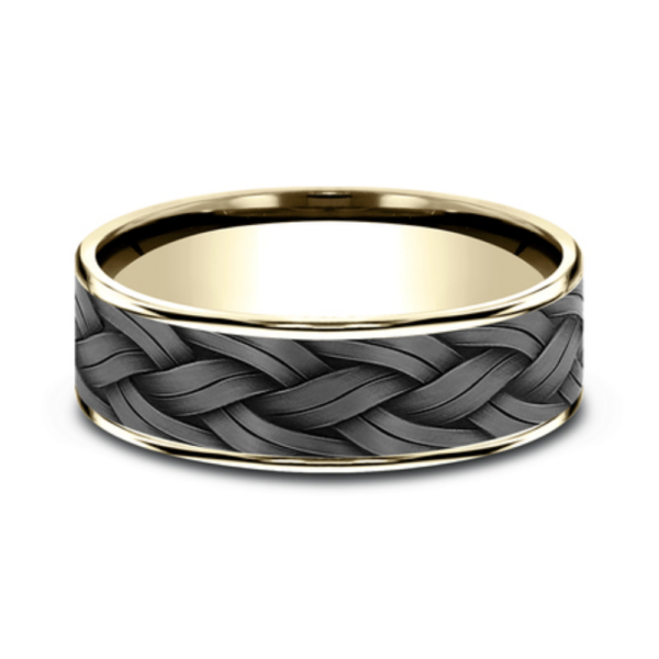 14K Gold and Tantalum 7.5mm - Rope Weave Men's Wedding Band
