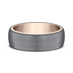 14K Gold and Tantalum 6.5mm - Wire Sleeved Men's Wedding Band
