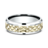 14K Two-Tone Gold 7mm – Raised Triangle Men’s Wedding Band Benchmark 19